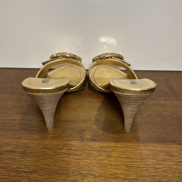 Authentic PRADA size 40 1/2 gold slide heels - Picture 4 of 5